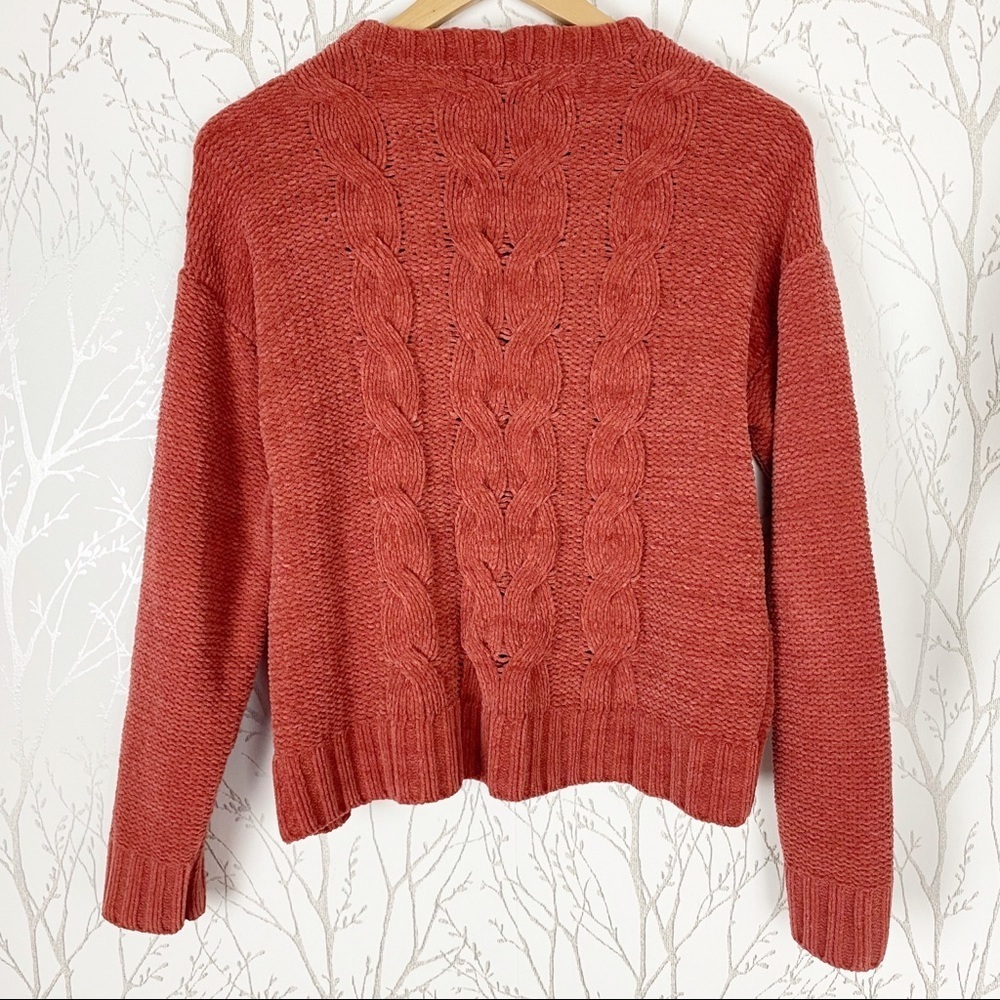 AMERICAN EAGLE Chunky Chenille Cable Knit Sweater Cozy Size Small Boxy - Picture 2 of 12